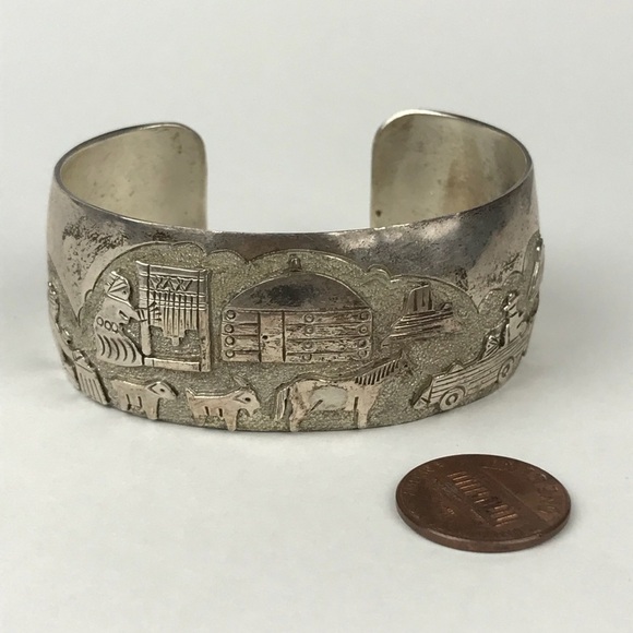 Navajo Indiana Sterling Silver 925 Storyteller Monument Valley Cuff - Picture 6 of 8